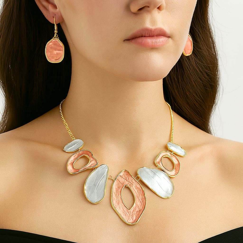 Tri-Color Necklace Earing  Series