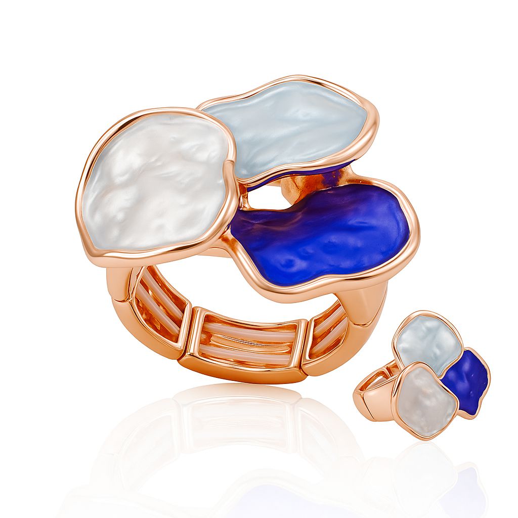 Hand painted abstract enamel ring in KC gold plated alloy