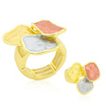 Abstract tri-color enamel gold ring for women