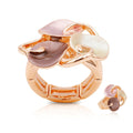 abstract floral enamel ring with KC gold plating