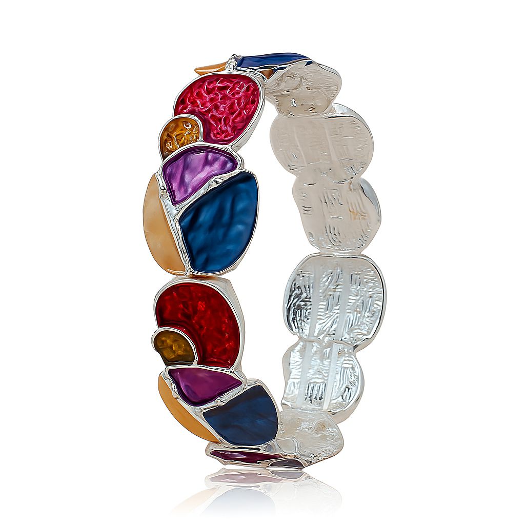 Abstract multicolor enamel bracelet with KC gold plating