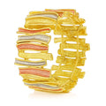 Abstract textured KC gold bracelet with multicolor enamel panels