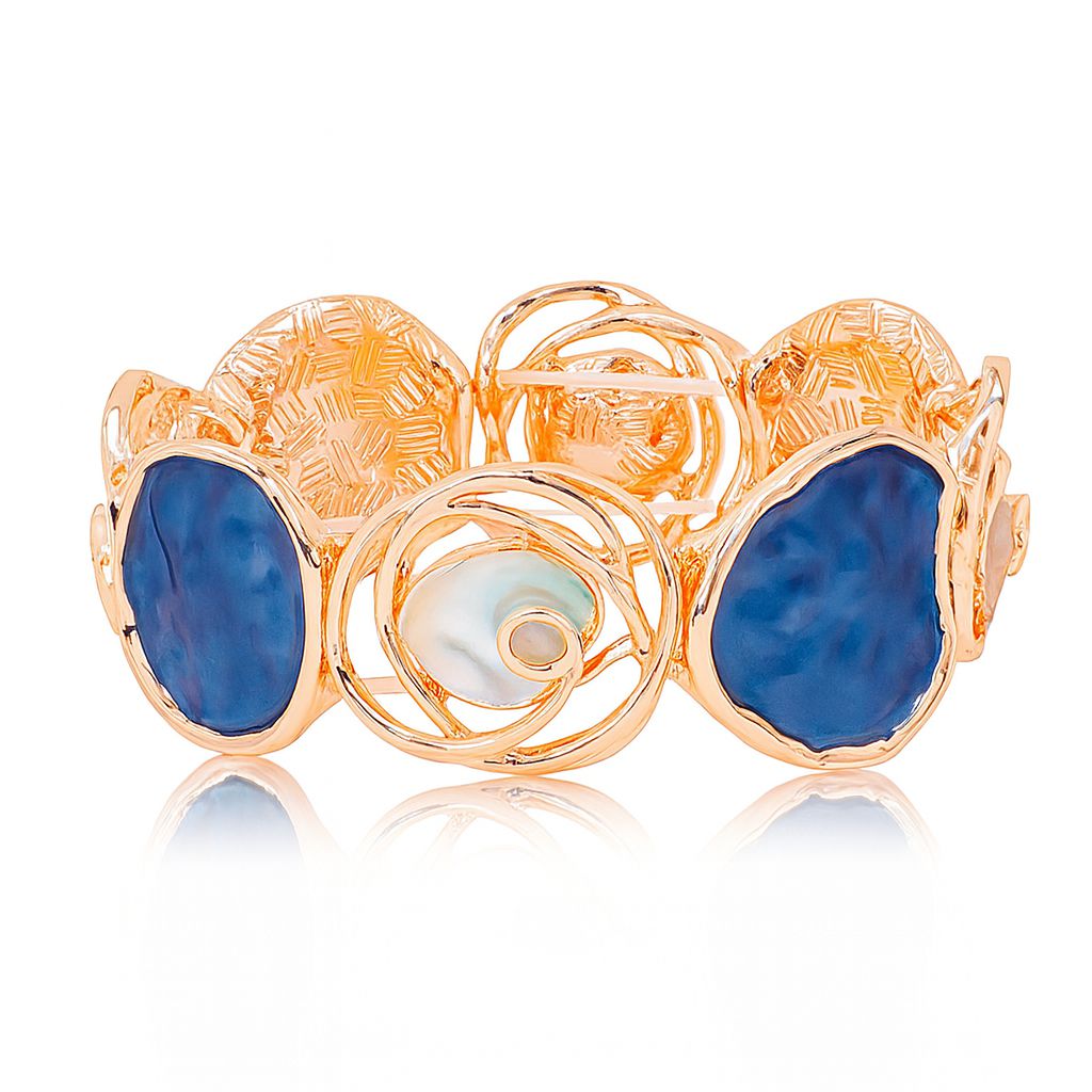 Handmade statement bangle featuring alloy base and gold plated finish