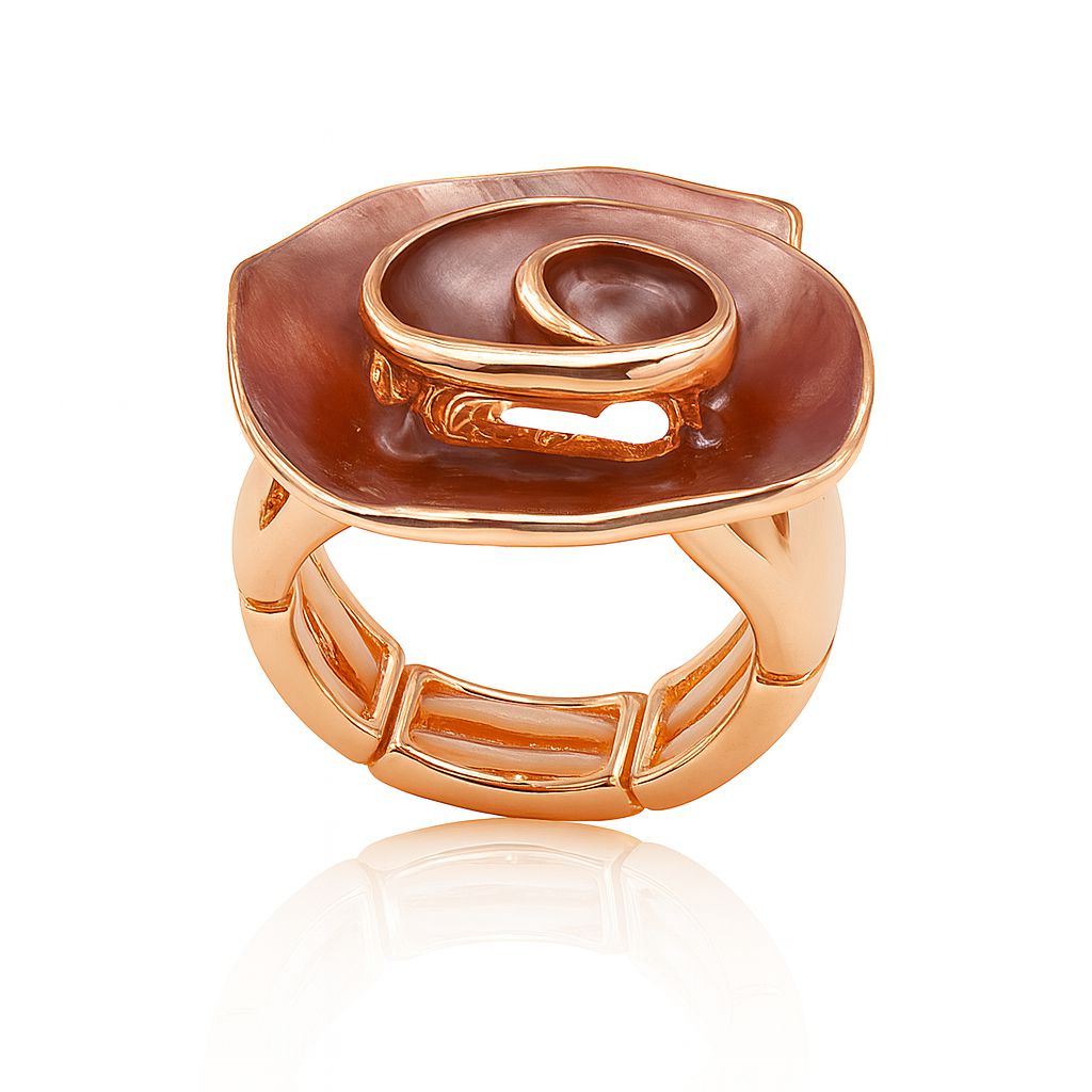 Artisan enamel flower ring with KC gold plating and hand-painted details