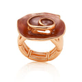 Artisan enamel flower ring with KC gold plating and hand-painted details