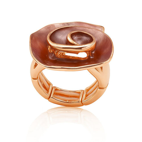 Artisan enamel flower ring with KC gold plating and hand-painted details