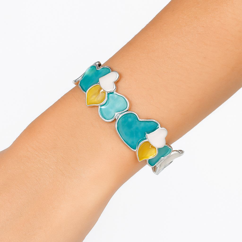 KC gold plated statement bracelet with artistic enamel details