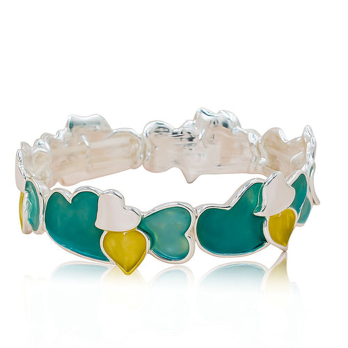 Colorful enamel heart bangle bracelet for women – side angle