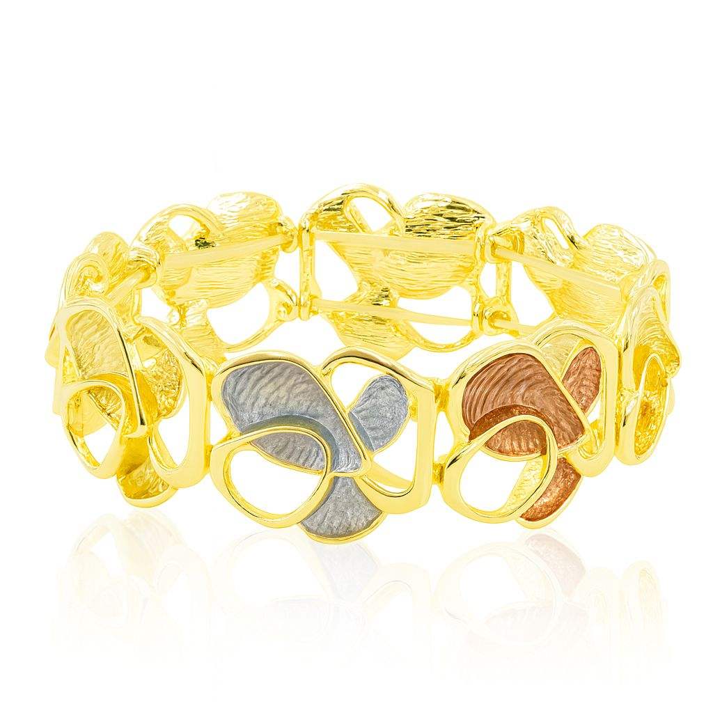 Women’s artistic alloy bracelet in gold, silver, and copper colors
