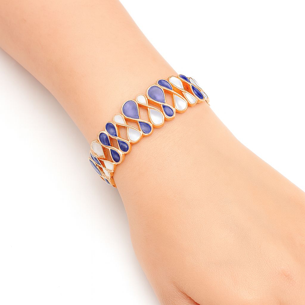 Modern waterdrop motif enamel bangle in blue tones
