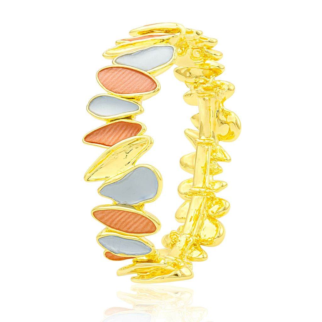 Artistic gold-plated bracelet with hand-painted enamel details