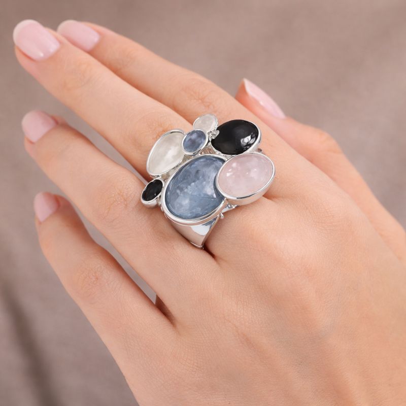 Close up of hand painted enamel texture on KC gold plated statement ring