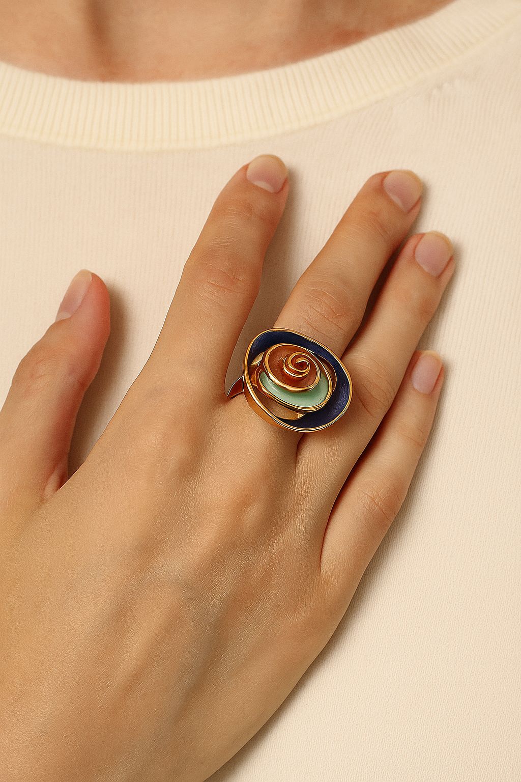 KC gold plated enamel ring for women fashion jewelry