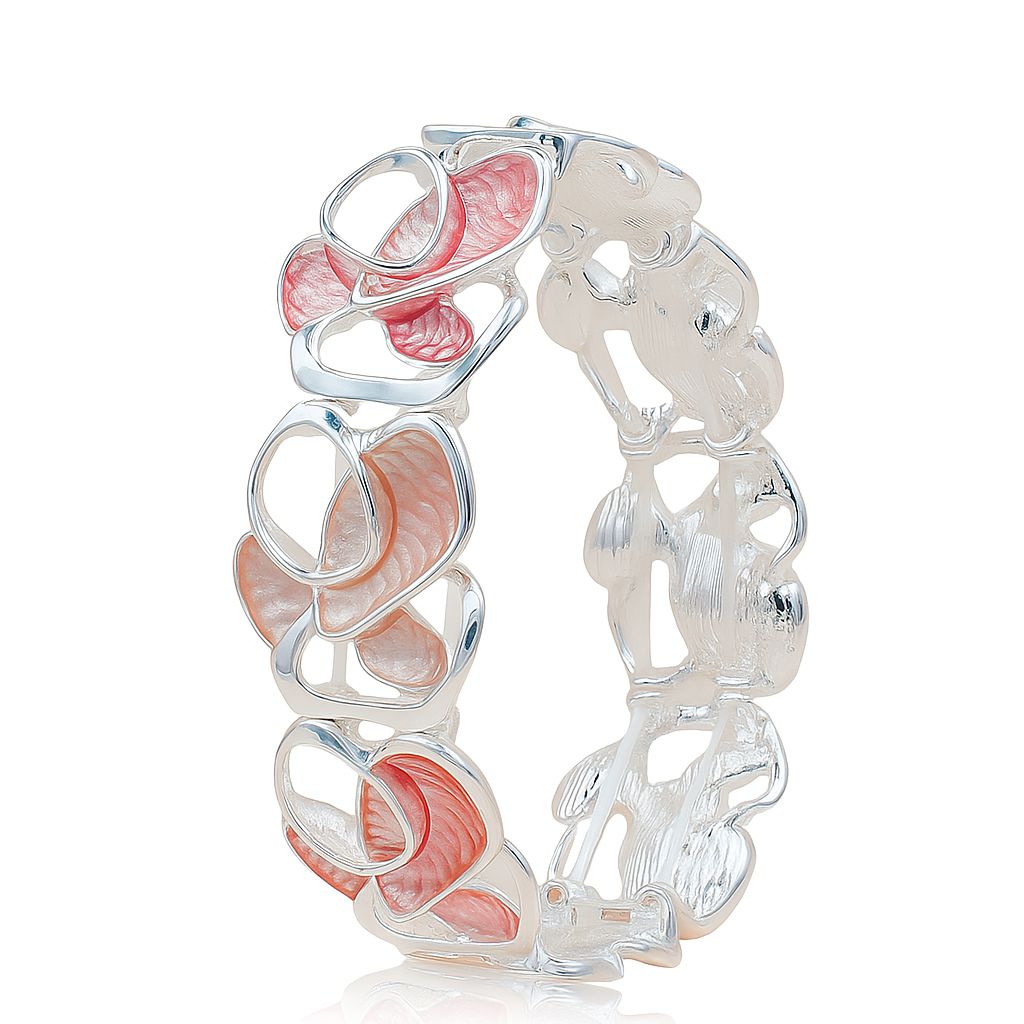 Artistic floral bangle made of KC gold plated alloy