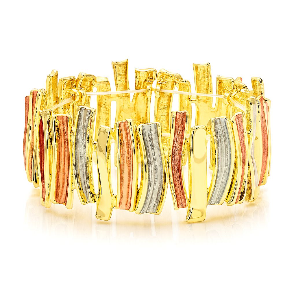 Hand-painted enamel geometric bangle for women