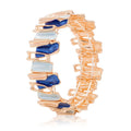 Blue enamel KC gold-plated bangle with hand-painted details
