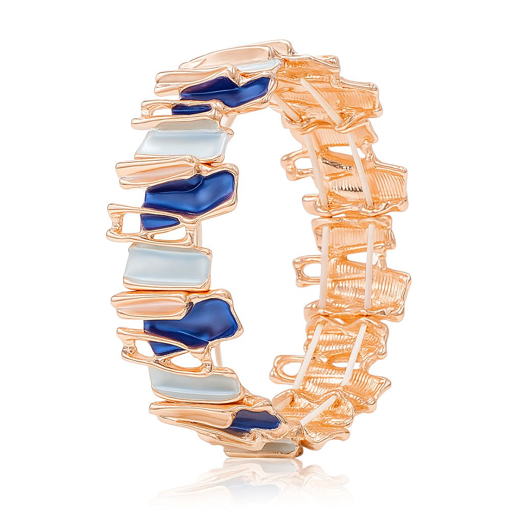 Blue enamel KC gold-plated bangle with hand-painted details