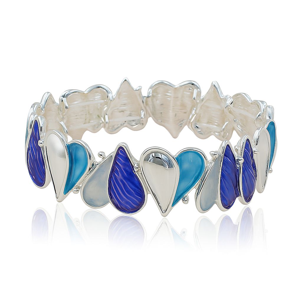 Ocean blue teardrop enamel bangle bracelet for women