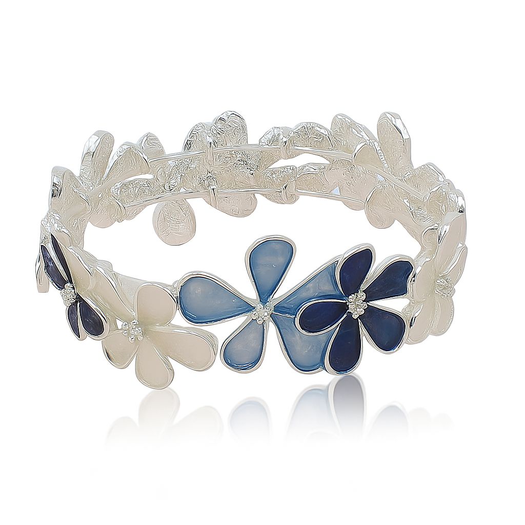 Flower enamel bracelet worn on wrist