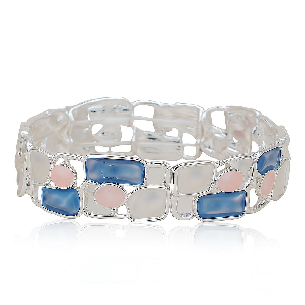 Hand-painted rectangle enamel bracelet with KC gold finish