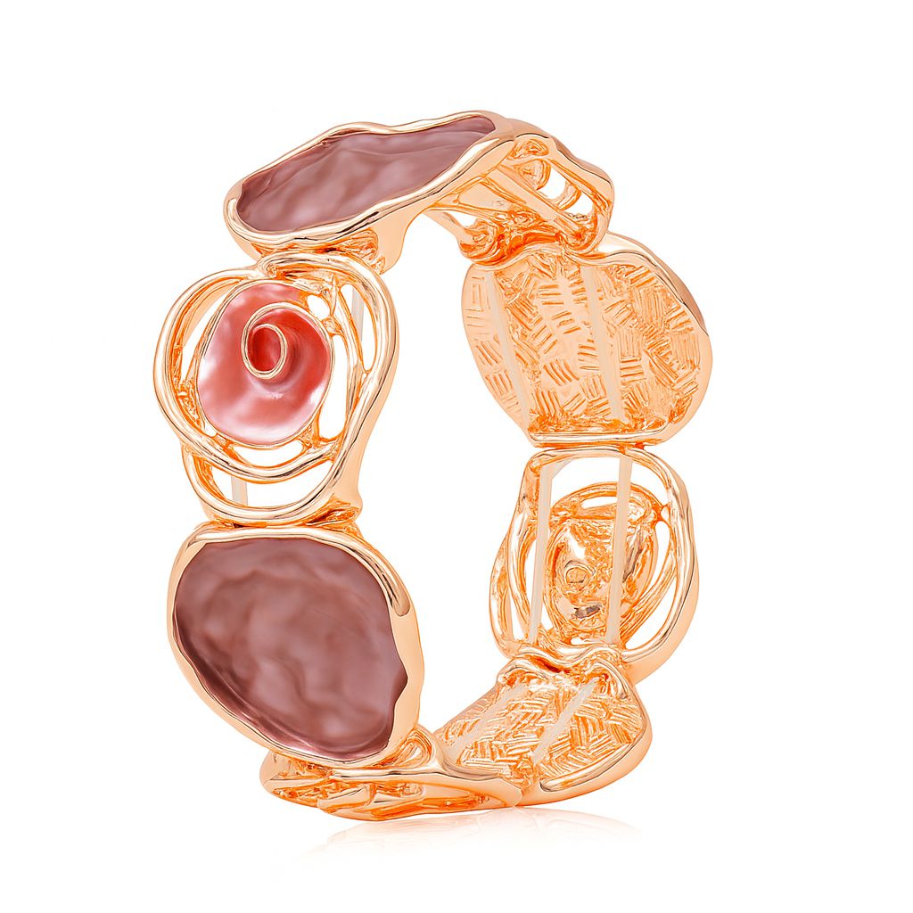 Boho artistic bracelet with KC gold plating and hand painted enamel