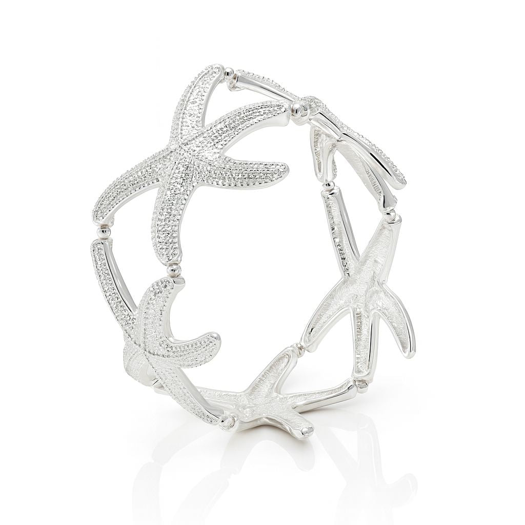 “KC gold starfish bracelet set with textured hand-painted details