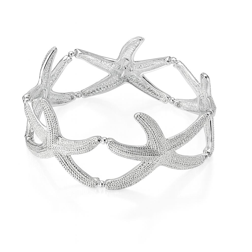 Women’s beach-inspired starfish cuff bracelet handmade enamel design”