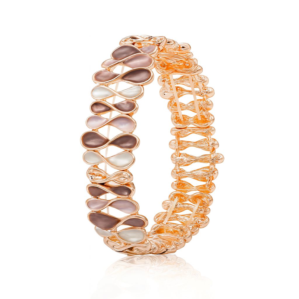 Brown and nude enamel bracelet plated with KC gold