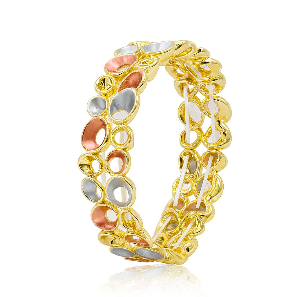KC gold hand-painted enamel circle bracelet for women – front view