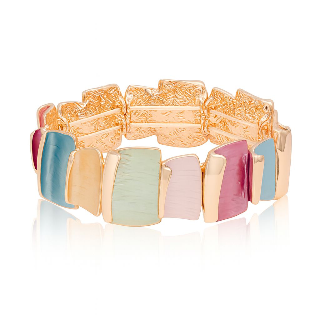 Women’s artistic enamel gold bracelet with pastel colors
