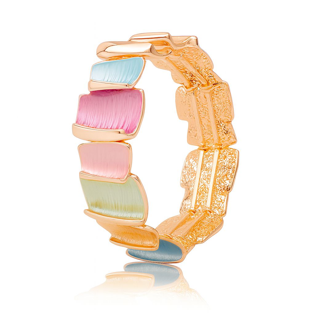 Color block hand-painted enamel bracelet in KC gold plating