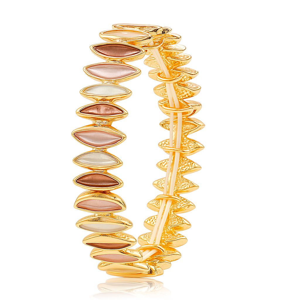 Hand-painted enamel bracelet in KC gold with multicolor marquise shapes