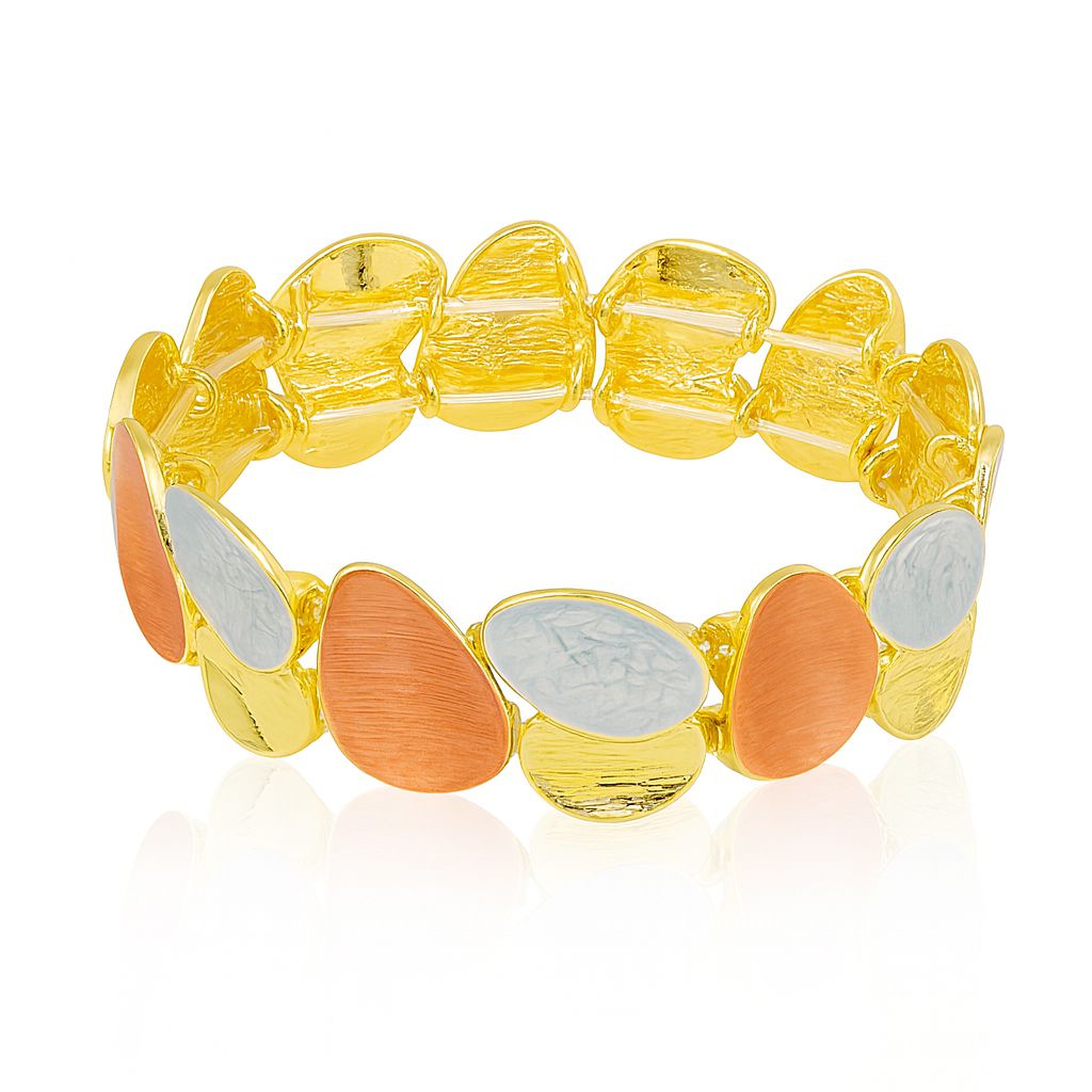 “side view of KC gold plated enamel artistic bracelet”