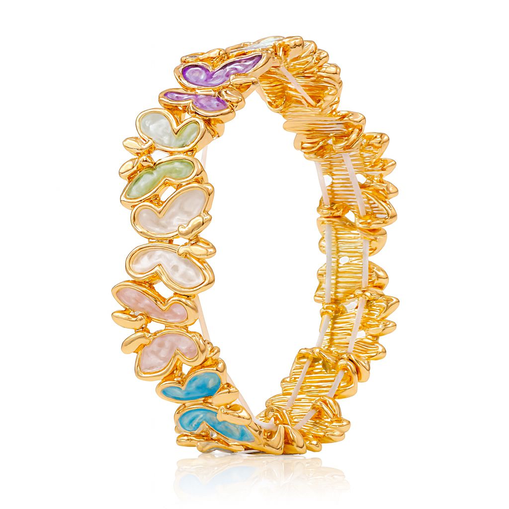 "Colorful butterfly enamel bracelet KC gold plated"