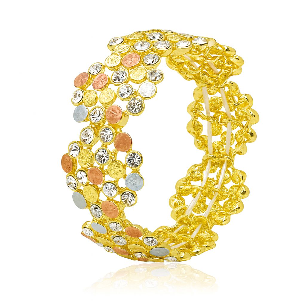 Women’s colorful crystal dot gold bangle bracelet KC plated