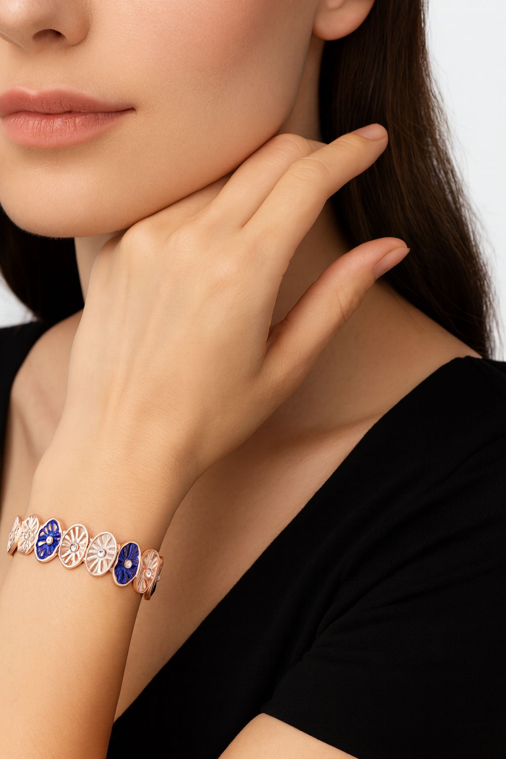 Hand-painted enamel bracelet details in multi colors