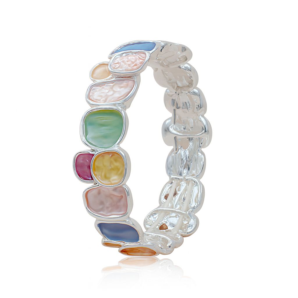 Colorful enamel bangle bracelet with KC gold plating
