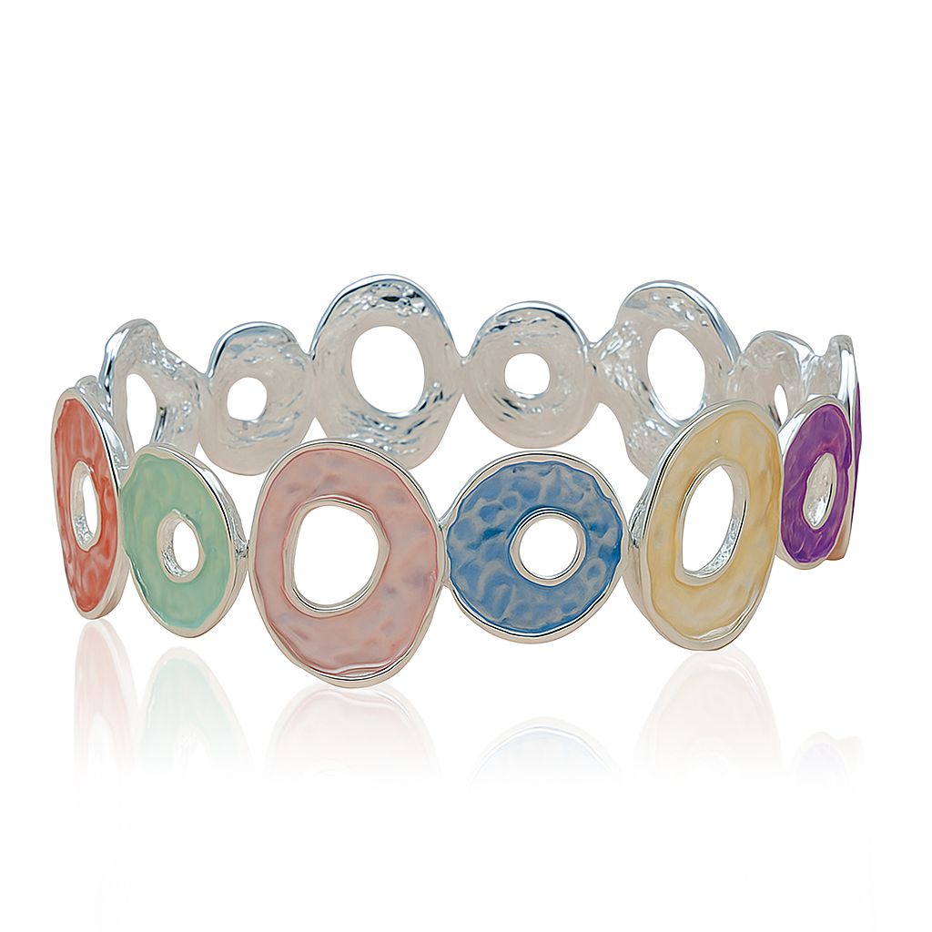 Colorful enamel open circle bangle for women