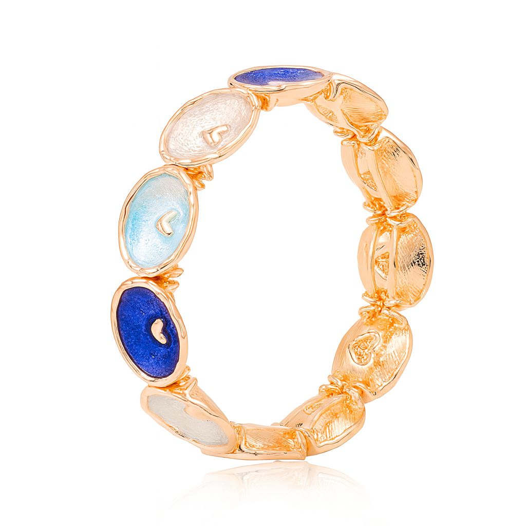 Colorful enamel bracelet set with KC gold plating and hand-painted texture – product front view”