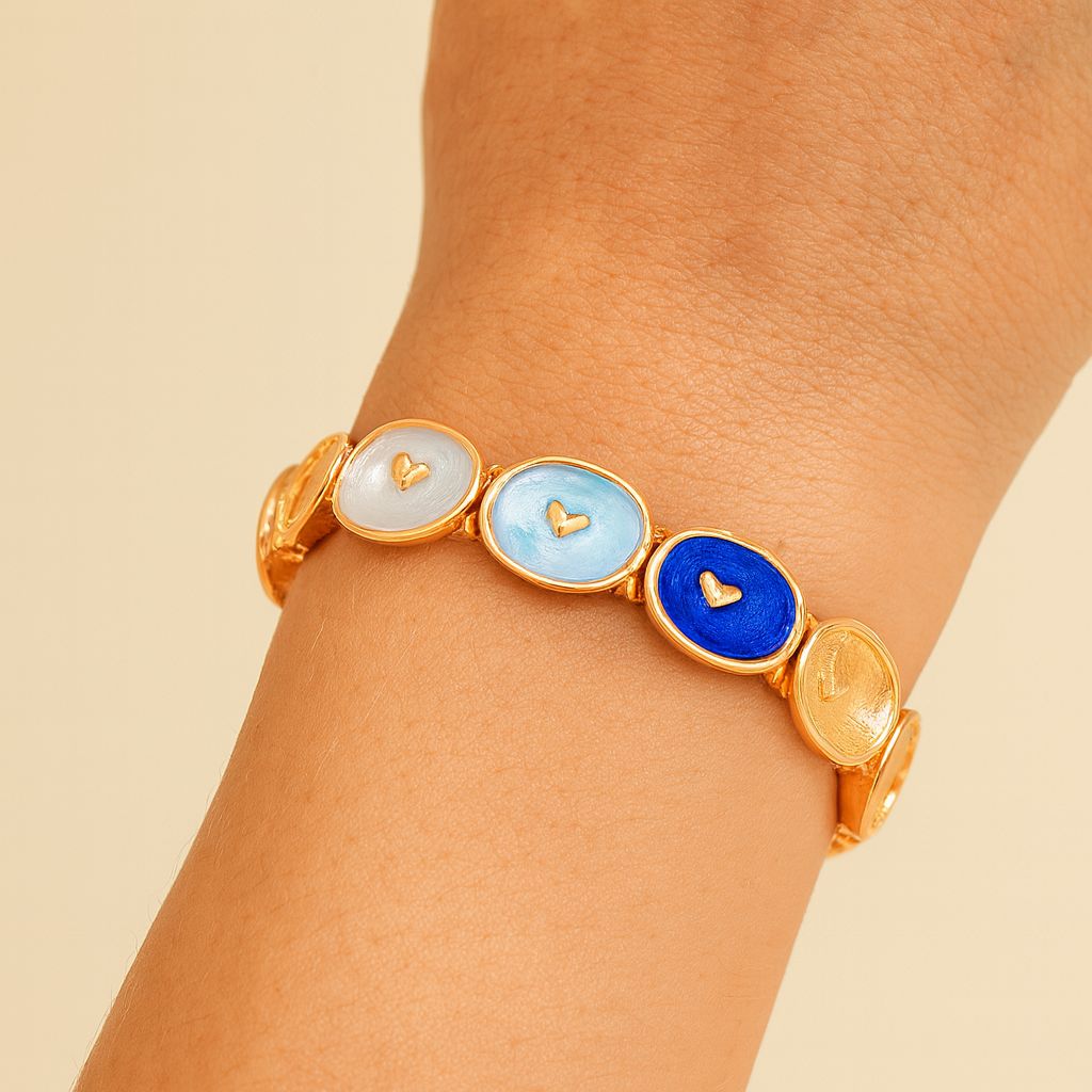 Art-texture enamel bracelet in vibrant colors with KC gold finish – close-up view