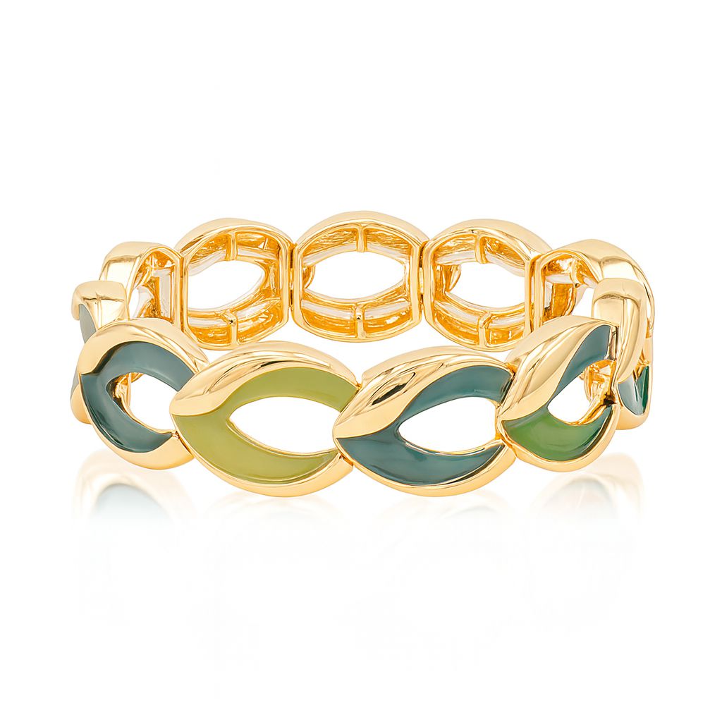 Side angle of hand-painted enamel chain bracelet for women