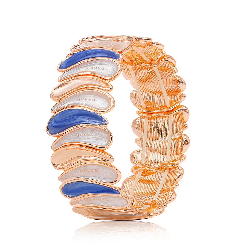 Colorful enamel cuff bracelet with gold plated finish and hand-painted details