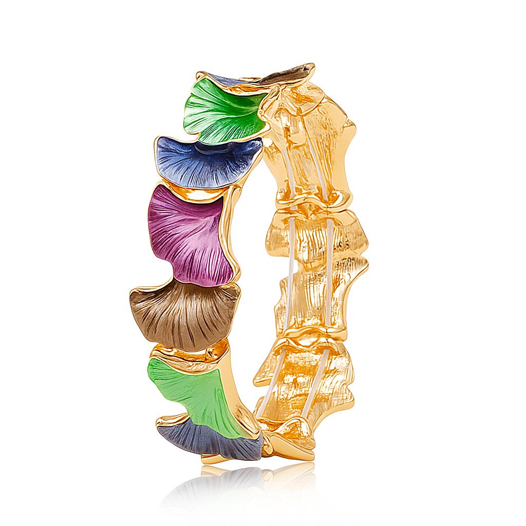 Colorful enamel KC gold bangle with hand-painted details