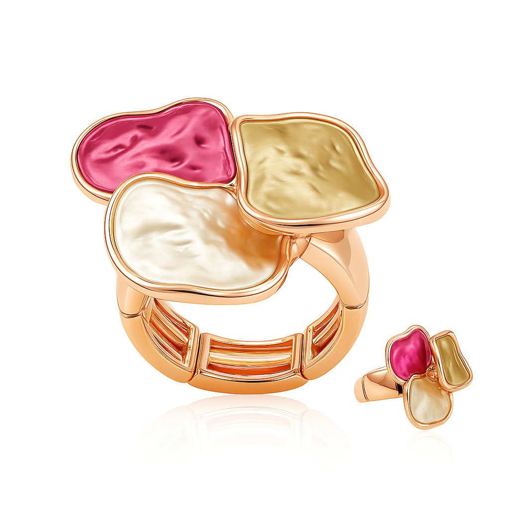 Hand painted color block enamel ring with KC gold plated alloy
