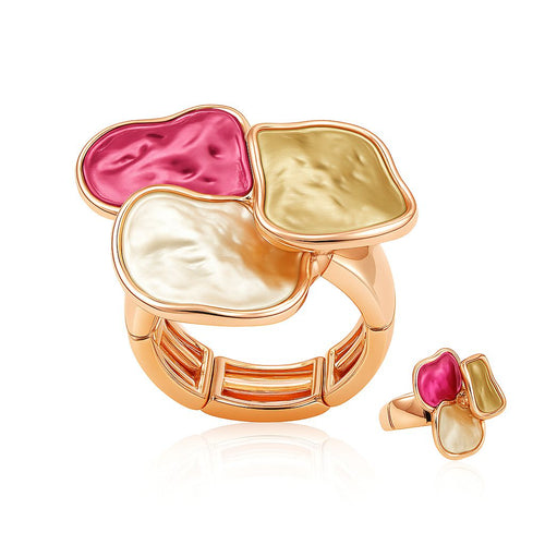 Hand painted color block enamel ring with KC gold plated alloy