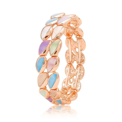 Colorful enamel leaf bracelet for women with KC gold plating front view