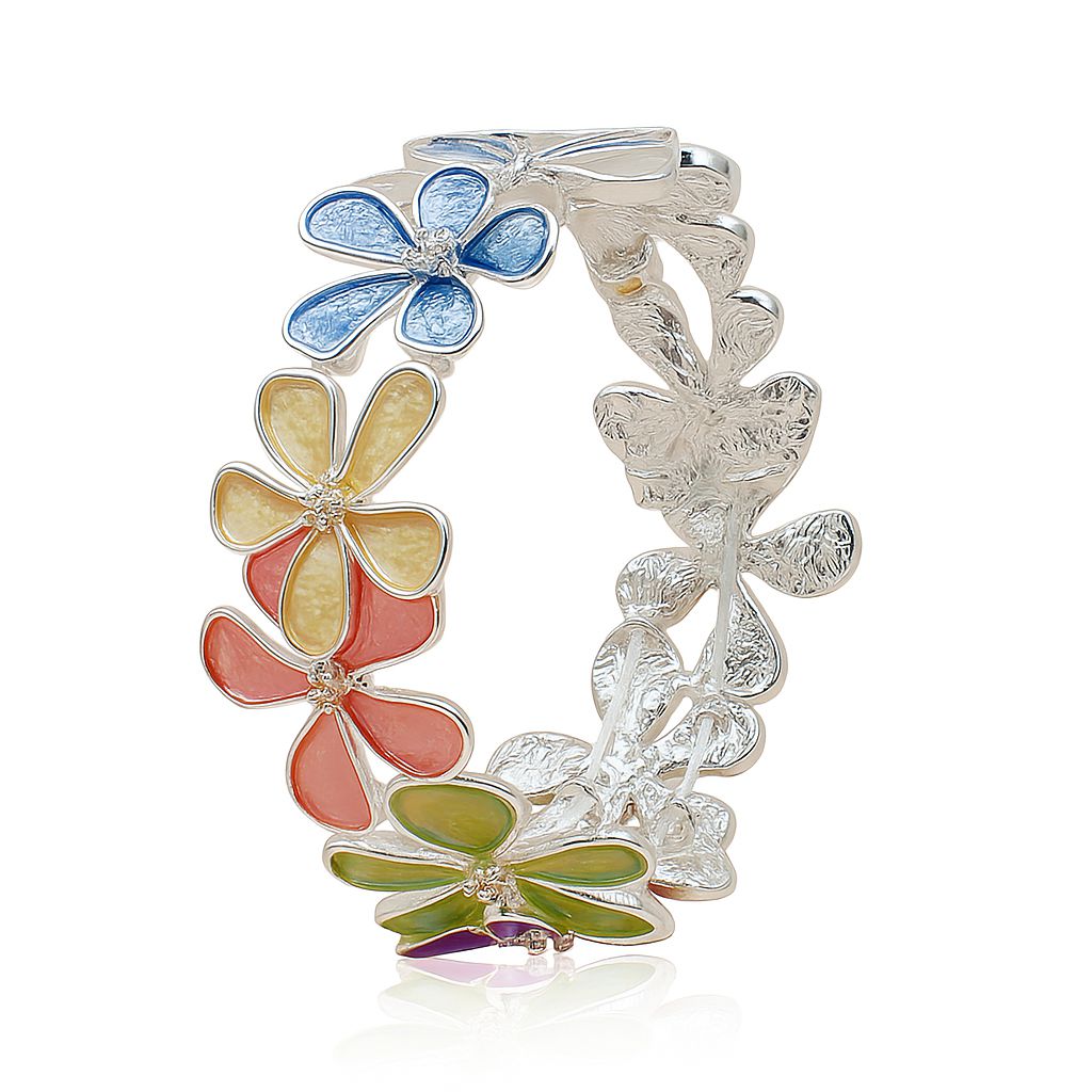 Colorful floral enamel bracelet with KC gold plating