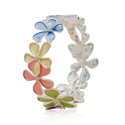 Colorful floral enamel bracelet with KC gold plating