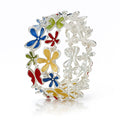 Colorful enamel flower bangle bracelet with KC gold plating