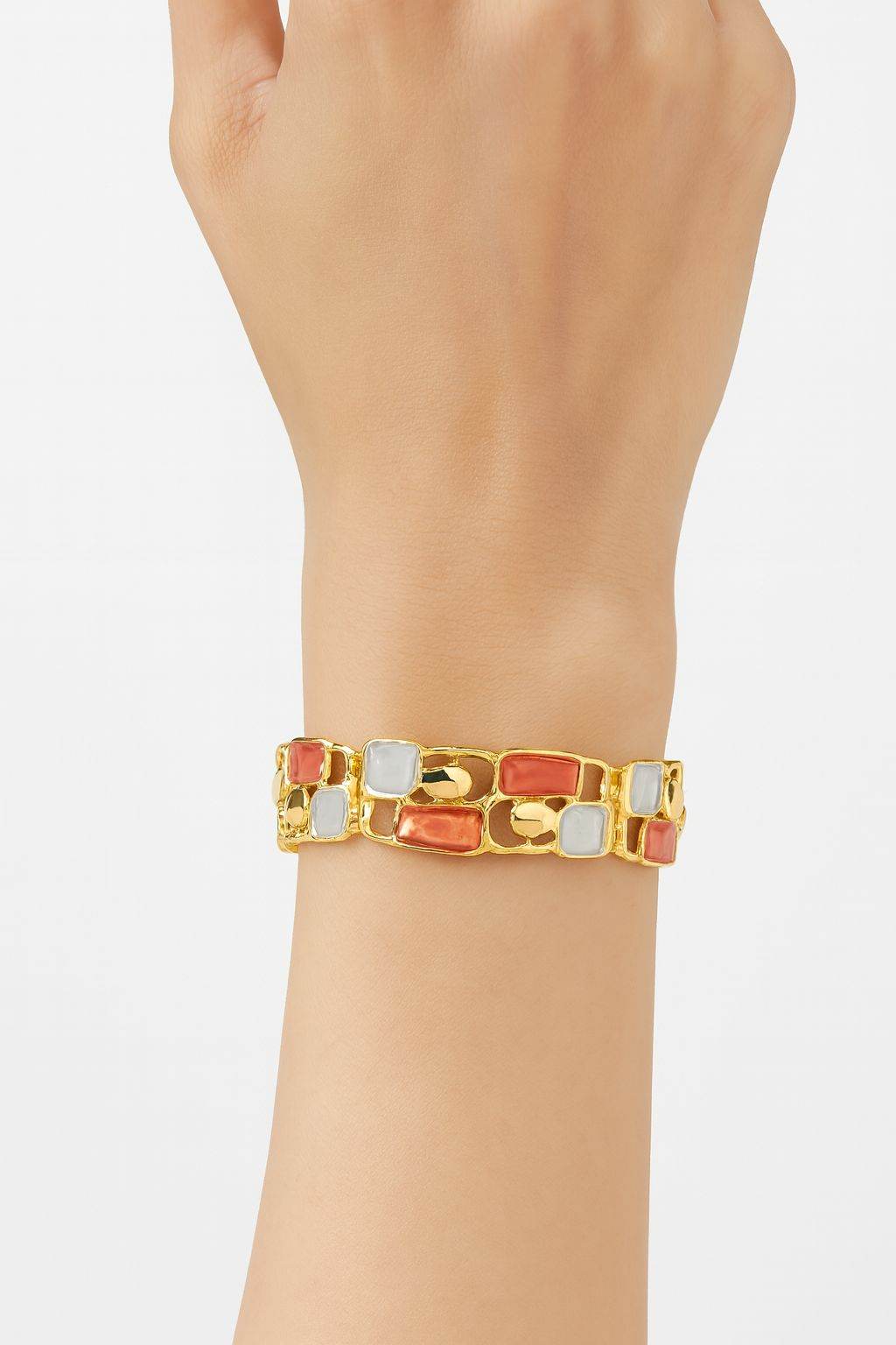 Colorful handcrafted bracelet with irregular enamel links